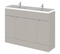 Alrewas Contemporary 4 Door Floor Standing Vanity Unit with Basin, Pebble Grey, 1200mm