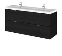 Balterley Alrewas Contemporary 4 Drawer Wall Hung Vanity Unit With Basin, Charcoal Black, 1200mm