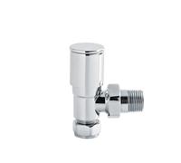 Angled Round Modern Radiator Valves, Sold in Pairs - Chrome