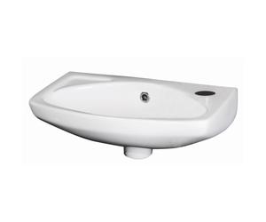 Balterley Anslow Cloakroom Wall Hung 1 Tap Hole Oval Ceramic Basin with Overflow, 450mm - White