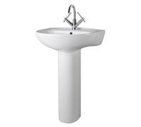 Round Ceramic 1 Tap Hole Basin & Full Pedestal - 550mm
