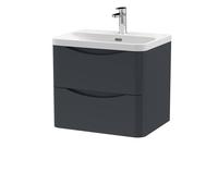 Balterley Arch Wall Hung 2-Drawer Bathroom Vanity, Ceramic Basin, Grey, 600mm in Grey Balterley Grey
