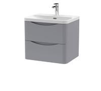Balterley Arch Wall Hung 2-Drawer Bathroom Vanity, Ceramic Basin, Grey, 600mm in Grey Balterley Grey