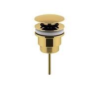 Balterley Basin Waste, Push Button Basin Waste, Round Click Clack Wastes for Basins, Sprung Sink Wastes, Universal Unslotted & Slotted, with or without Overflow - 63 x 65 x 110mm (Brushed Brass)