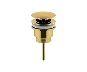 Balterley Basin Waste, Push Button Basin Waste, Round Click Clack Wastes for Basins, Sprung Sink Wastes, Universal Unslotted & Slotted, with or Without Overflow - 63 x 65 x 110mm (Brushed Brass)
