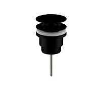 Balterley Basin Waste, Push Button Basin Waste, Round Click Clack Wastes for Bathroom Basins, Sprung Sink Wastes, Universal Unslotted & Slotted, with or Without Overflow - 63 x 65 x 110mm (Black)
