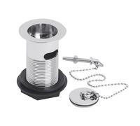 Balterley Basin Waste with Brass Plug & Ball Chain, Slotted Round Design, Quality Brass Build, 60mm x 88mm - Chrome