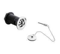Balterley Basin Waste with Brass Plug & Ball Chain, Slotted Basin Waste, Traditional Wastes for Bathroom Basins, Stainless Steel Bathroom Sink Wastes, Slotted for Overflow - 61 x 81 x 61mm (Chrome)