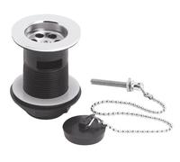 Balterley Basin Waste With Poly Plug & Chain, Slotted Round Design, Durable Build, 61mm X 81mm - Chrome/black