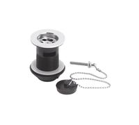 Balterley Basin Waste with Poly Plug & Chain, Slotted Round Design, Durable Build, 61mm x 81mm - Chrome/Black
