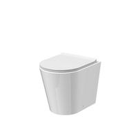 Balterley Round Back to Wall Toilet Pan & Soft Close Seat, Rimless Back to Wall Toilet Unit, Space Saving Toilets for Bathroom, BTW Toilets for Bathrooms - 365mm x 500mm x 417mm (White)