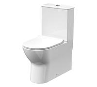 Balterley Baswich Rimless Flush To Wall Close Coupled Toilet Pan, Cistern & Soft Close Sandwich Seat - 806mm X 375mm X 612mm