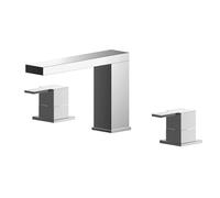 Balterley Bath Filler Tap, Deck Mounted Bathroom Tap Mixer Filler with Dual Lever Handles, 3 Taps Holes, Square Body, Flat Square Spout Waterfall Bath Mixer Taps - 250 x 217 x 135 mm (Chrome)