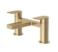 Balterley Bath Filler Tap, Deck Mounted Bathroom Tap Mixer Filler with Dual Lever Handles, Round Body Bathroom Taps, Flat Square Spout Waterfall Bath Mixer Taps - 230 x 154 x 119 mm (Brushed Brass)
