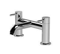 Balterley Bath Filler Tap, Deck Mounted Bathroom Tap Mixer Filler with Dual Lever Handles, Round Body Bathroom Taps, Curve Spout Waterfall Bath Mixer Taps - 228 x 150 x 119 mm (Chrome)