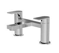Balterley Bath Filler Tap, Deck Mounted Bathroom Tap Mixer Filler with Dual Lever Handles, Round Body Bathroom Taps, Flat Square Spout Waterfall Bath Mixer Taps - 230 x 154 x 119 mm (Chrome)