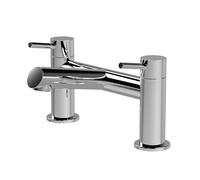 Balterley Bath Filler Tap, Deck Mounted Bathroom Tap Mixer Filler with Dual Lever Handles, Round Body Bathroom Taps, Round Spout Waterfall Bath Mixer Taps - 228 x 156 x 119 mm (Chrome)