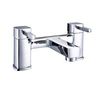 Balterley Bath Filler Tap, Deck Mounted Bathroom Tap Mixer Filler with Dual Lever Handles, Square Body Bathroom Taps, Square Spout Waterfall Bath Mixer Taps - 235 x 156 x 117 mm (Chrome)