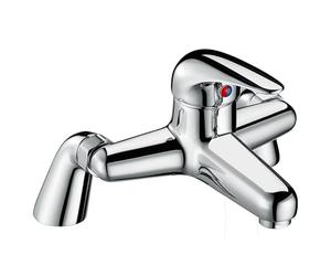 Balterley Bath Filler Tap, Deck Mounted Bathroom Tap Mixer Filler with Single Lever Handle, Angled Round Body Bathroom Taps, Flat Rounded Spout Waterfall Bath Mixer Taps - 190 x 140 x 192 mm (Chrome)