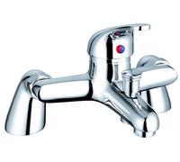 Balterley Bath Mixer Tap Kit, Single Lever Square Bath Filler Tap, Deck Mounted Shower Mixer Bathroom Taps, Bathtub Filler Mixers, Mixers for Bathroom Shower and Baths - 145 x 181 x 180mm (Chrome)