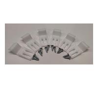 Balterley Bath Panel Clips and Screws, 6 White Bath Panel Fixing Kit with 12 Chrome Screws, Dual Slotted Holes for Adjustable Screw Positioning for Baths Front and End Panels - Pack of 6