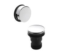 Balterley Bath Push Button Waste and Overflow Set, Round Click Clack Waste with Overflow, Push Button Bath Plug Replacement, Bathtub Plug Replacement, Click Clack Plugs - 70 x 100 x 70 mm (Chrome)