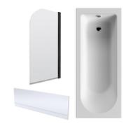 Balterley Bath Suite - 1700X700mm Round Bath, Front Panel And Round Bath Screen - Black