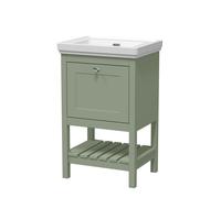 Balterley Rye Traditional Bathroom 1 Soft Close Drawer Floor Standing Vanity Unit Basin, Fern Green, 531mm