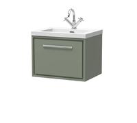 Balterley Bathroom 1 Soft-Close Drawer Wall Hung Fireclay Basin, Green, 600mm in Green Balterley Green