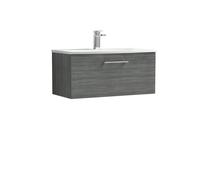 Balterley Bathroom 1 Soft Close Drawer Wall Hung Vanity, Anthracite, 800mm in Grey Balterley Grey