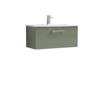 Balterley Bathroom 1 Soft Close Drawer Wall Hung Vanity Unit Basin, Green, 800mm in Green Balterley Green
