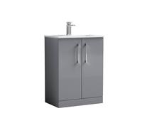 Balterley Bathroom 2 Soft Close Door, Floor Vanity Unit Basin, Satin Grey, 440mm in Grey Balterley Grey