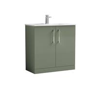 Balterley Bathroom 2 Soft Close Door, Floor Vanity Unit, Satin Green, 800mm in Green Balterley Green