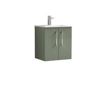Balterley Bathroom 2 Soft Close Door, Wall Hung Vanity Unit, Satin Green, 500mm in Green Balterley Green