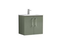 Balterley Bathroom 2 Soft Close Door, Wall Hung Vanity Unit, Satin Green, 600mm in Green Balterley Green