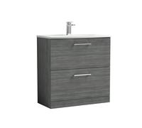 Balterley Bathroom 2 Soft Close Drawer Floor Vanity & Basin, Anthracite, 800mm in Grey Balterley Grey
