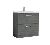 Balterley Bathroom 2 Soft Close Drawer Floor Vanity Unit, Anthracite, 800mm in Grey Balterley Grey