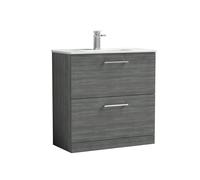 Balterley Bathroom 2 Soft Close Drawer Floor Vanity Unit, Anthracite, 800mm in Grey Balterley Grey
