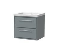 Balterley Bathroom 2 Soft-Close Drawer Wall Hung Fireclay Basin, Grey, 600mm in Grey Balterley Grey