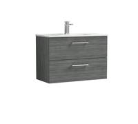 Balterley Bathroom 2 Soft Close Drawer, Wall Hung Vanity Unit, Anthracite, 800mm in Grey Balterley Grey