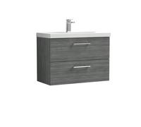 Balterley Bathroom 2 Soft Close Drawer Wall Hung Vanity Unit, Anthracite, 800mm in Grey Balterley Grey