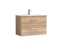 Balterley Bathroom 2 Soft Close Drawer, Wall Hung Vanity Unit, Bleached, 800mm in Brown Balterley Brown