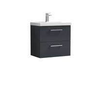 Balterley Bathroom 2 Soft Close Drawer Wall Hung Vanity Unit, Dark Grey, 600mm in Grey Balterley Grey