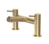 Balterley Bath Filler Tap, Deck Mounted Bathroom Tap Mixer Filler with Dual Lever Handles, Round Body Bathroom Taps, Round Spout Waterfall Bath Mixer Taps - 228 x 156 x 119 mm (Brushed Brass)