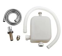 Balterley Bathroom Deck Shower Kit, Water Tank, Chrome Hose, White Flexible Drain Hose, Deck Escutcheon & Connector, Bathroom Deck Mounted Shower Set for Bath Showers - 220 x 90 x 335mm (Chrome/White)