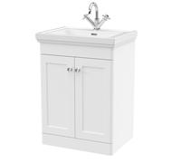 Floor Standing 2 Door Vanity 1 Tap Hole Fireclay Basin White 600mm Balterley White One Size