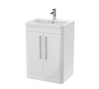 Balterley Bathroom Floor 2 Door Vanity Unit & Polymarble Basin, White, 600mm in White Balterley White