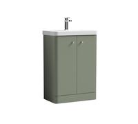 Floor Standing 2 Door Vanity Unit with Basin Satin Green 600mm Balterley Green One Size