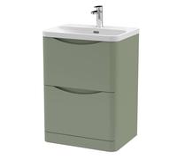 Balterley Bathroom Floor Standing 2 Drawer Vanity, Ceramic Basin, Green, 600mm in Green Balterley Green
