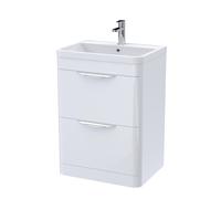 Balterley Wave Floor Standing 2 Drawer Vanity Unit Basin, Gloss White, 550mm